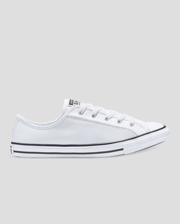 Converse Chuck Taylor All Star Dainty Leather Hvide Sko Danmark - Converse Lave Sneakers Dame - 2359